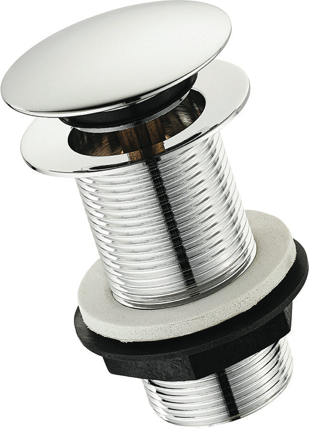 Unslotted basin waste with "click" plug
