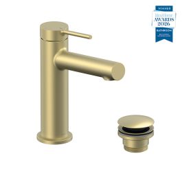 Safari Lever Cold Start Mono Basin Mixer + Universal Basin Waste Satin Brass