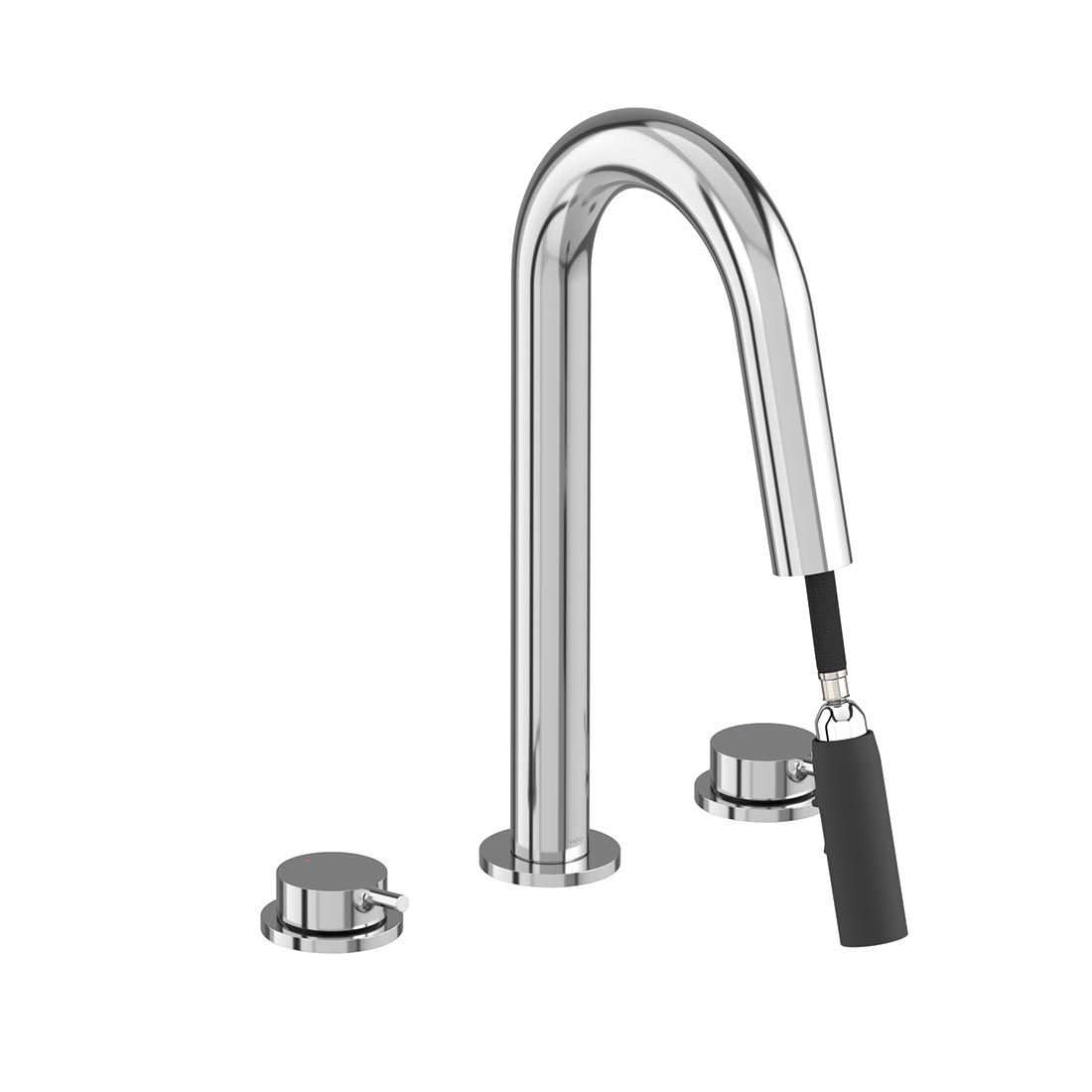 Safari Lever Three Hole Deck Mounted Basin Mixer with Pull Out Spout