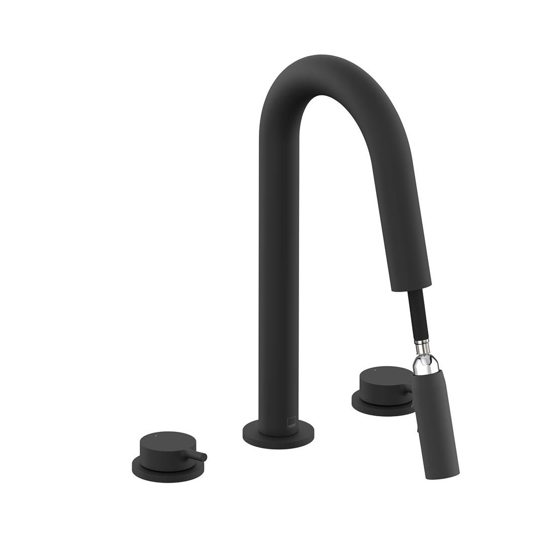 Safari Lever Three Hole Deck Mounted Basin Mixer with Pull Out Spout