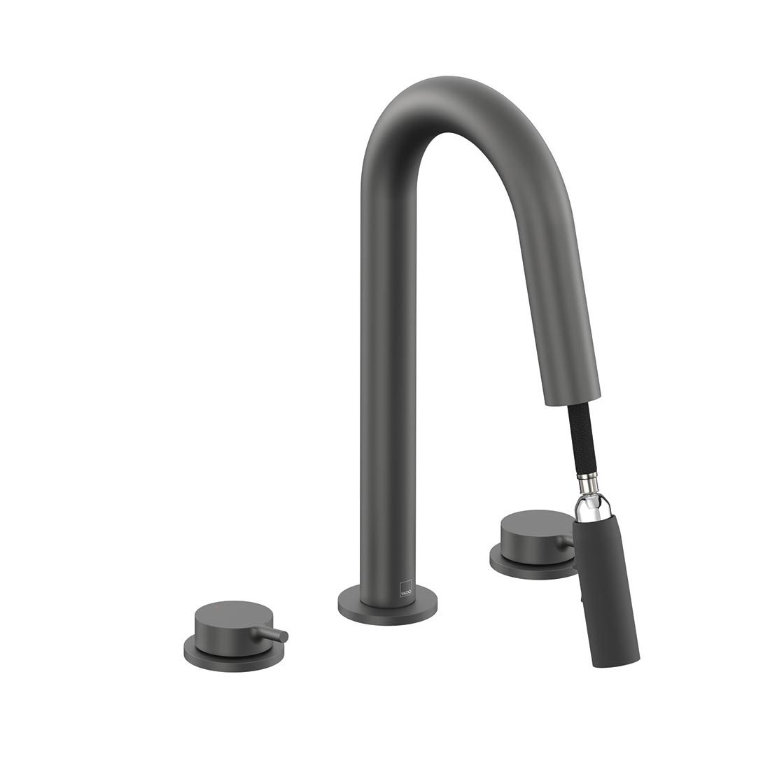 Safari Lever Three Hole Deck Mounted Basin Mixer with Pull Out Spout