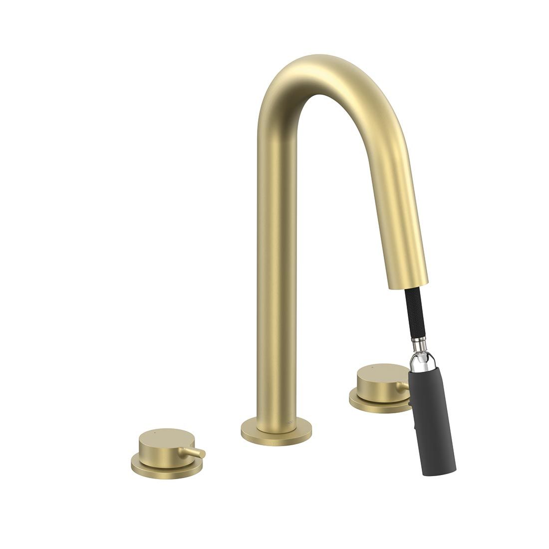 Safari Lever Three Hole Deck Mounted Basin Mixer with Pull Out Spout