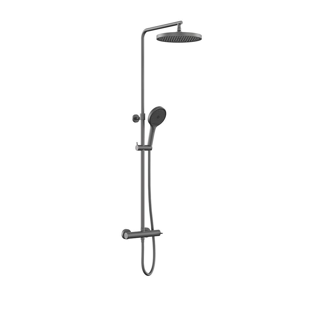 Safari Lever Wall Mounted Exposed Thermostatic Shower Column with MF Handset and Easyfit Brackets