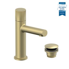 Safari Leverless Cold Start Mono Basin Mixer for Low Pressure System + Universal Basin Waste Satin Brass
