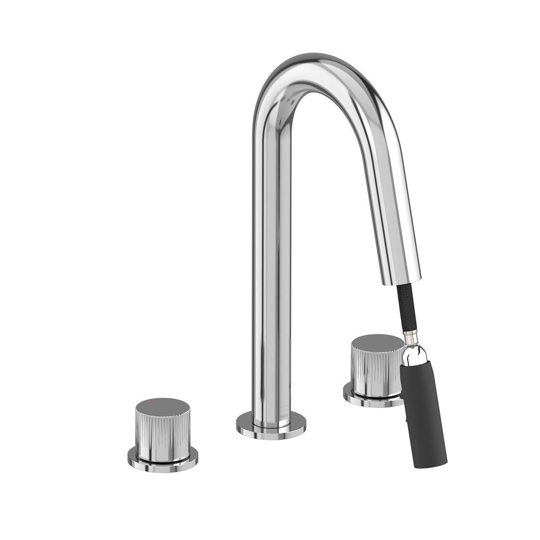 Safari Leverless Three Hole Deck Mounted Basin Mixer with Pull Out Spout