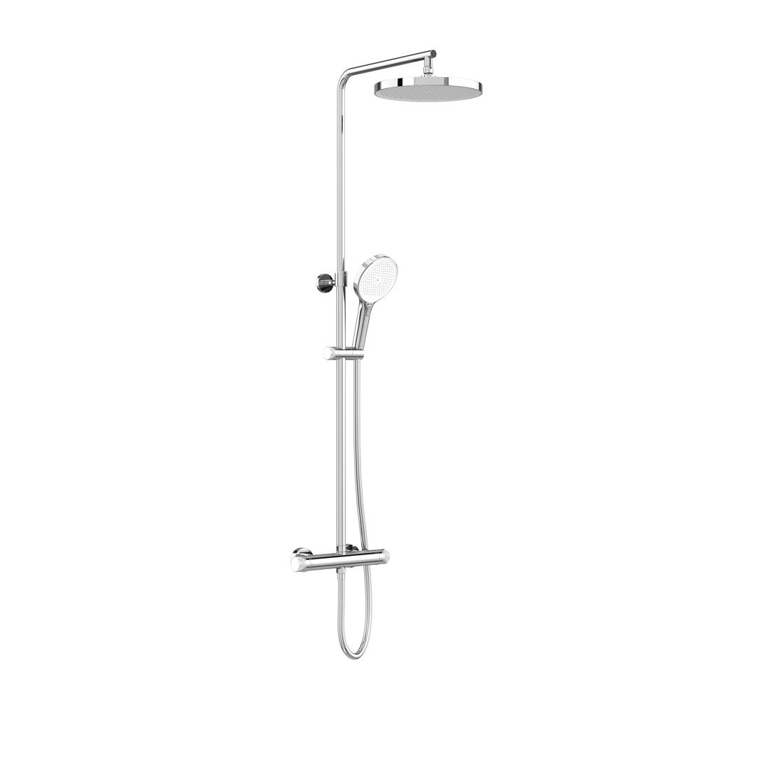 Safari Leverless Wall Mounted Exposed Thermostatic Shower Column with MF Handset and Easyfit Brackets