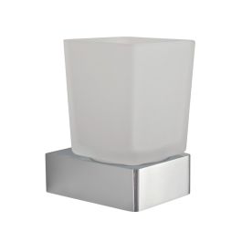 Shama Frosted Glass Tumbler and Holder Wall Mounted Chrome