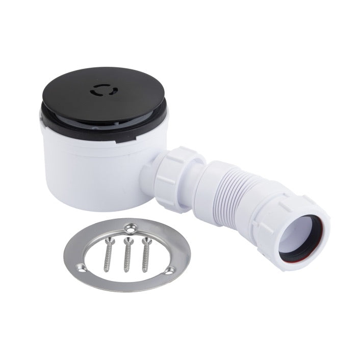90mm x 50mm Water Seal Shower Trap with Miniflex Matt Black