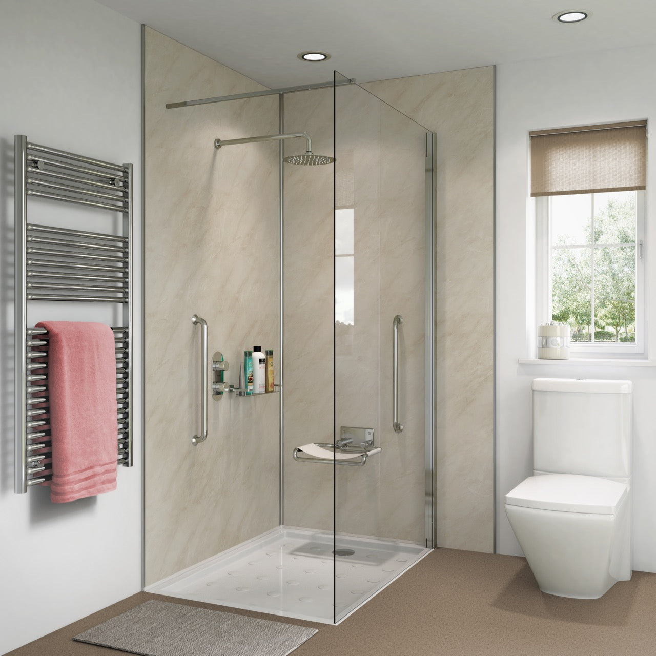 Showerwall Ivory Marble Wall Panel (Plywood)