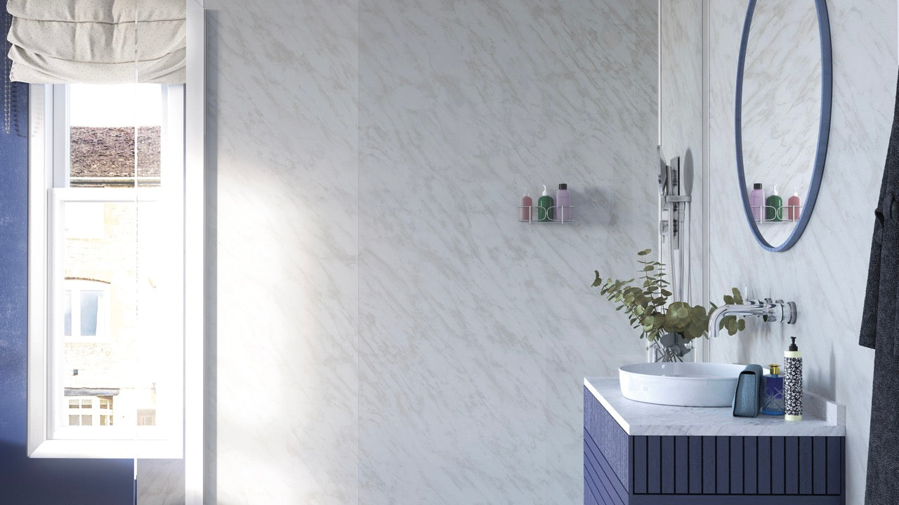Showerwall Carrara Marble Wall Panel (EgMDF)