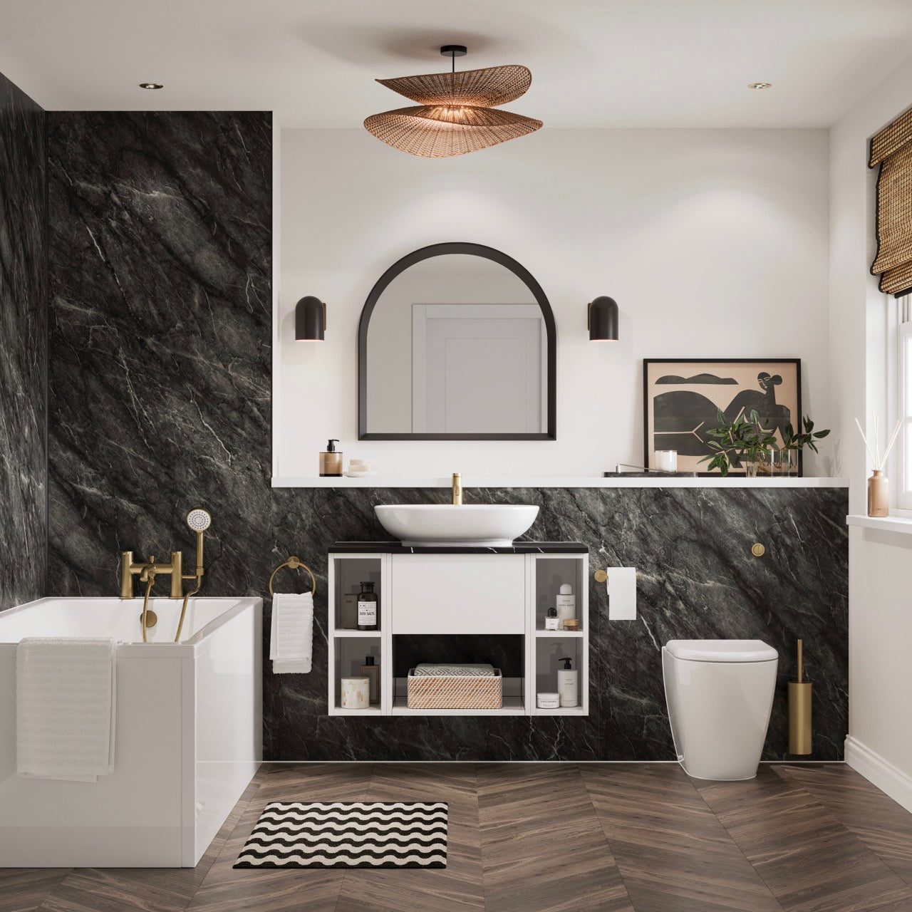 Showerwall Nero Marble Wall Panel (Plywood)