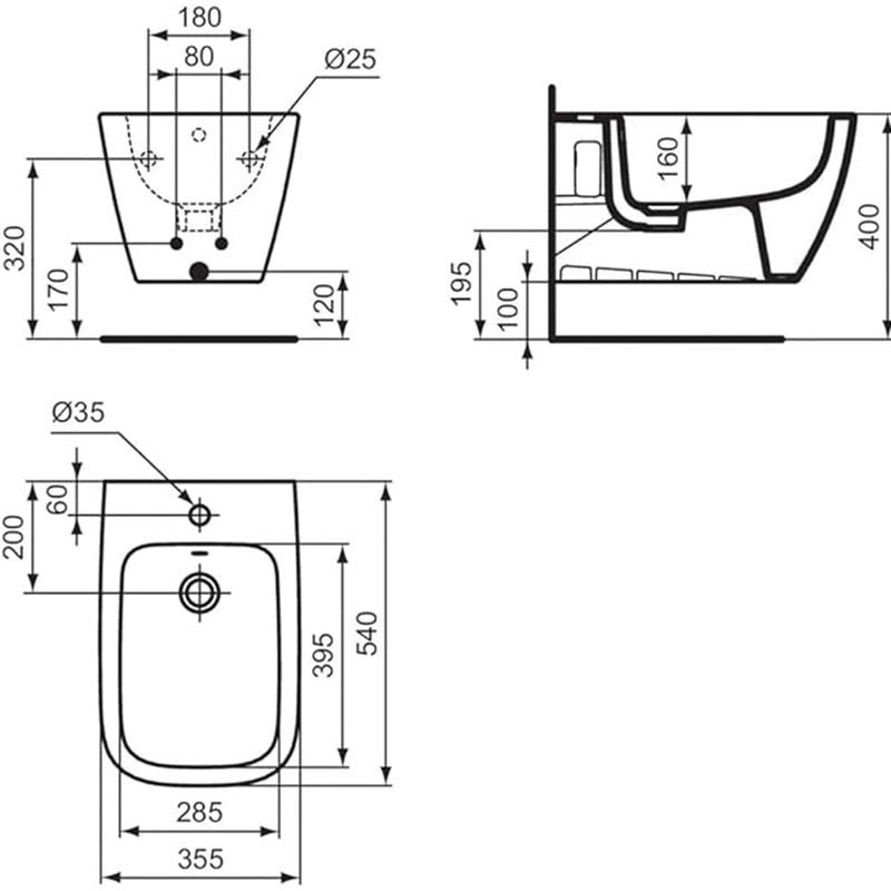 i.life B wall mounted wc bowl with horizontal outlet and rimls+ technology