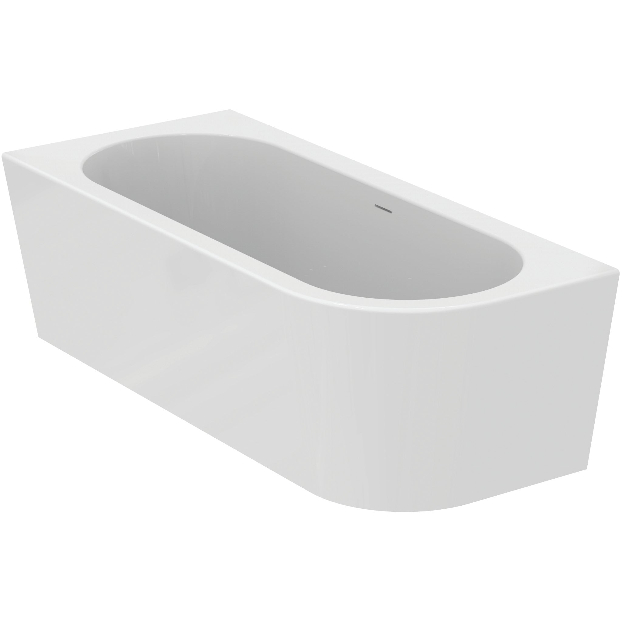 Adapto 180 x 80cm D-Shape double ended bath with clicker waste and slotted overflow, no tapholes