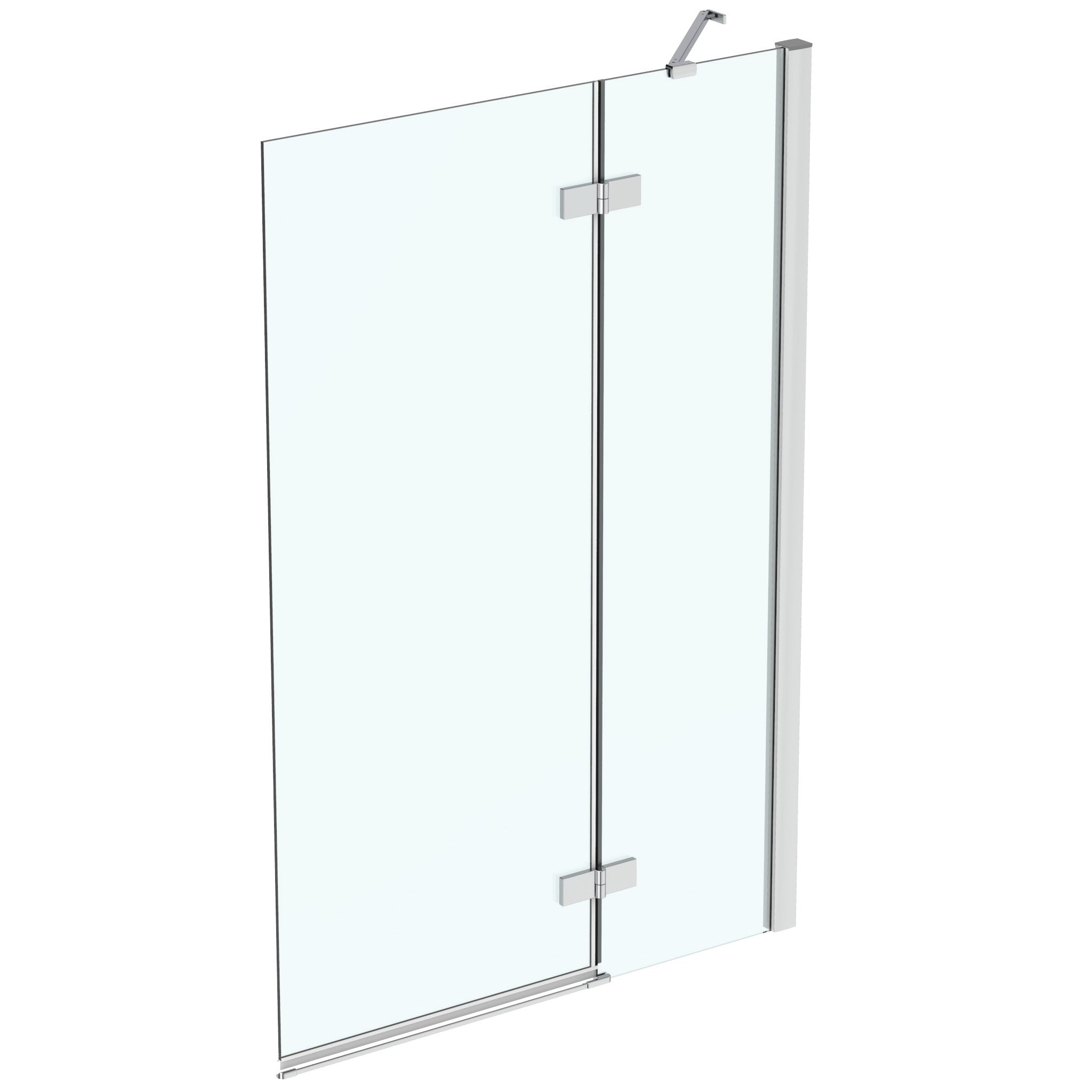 IS i.life 815 Hinged Angle Bathscreen with Idealclean clear glass - bright silver finish