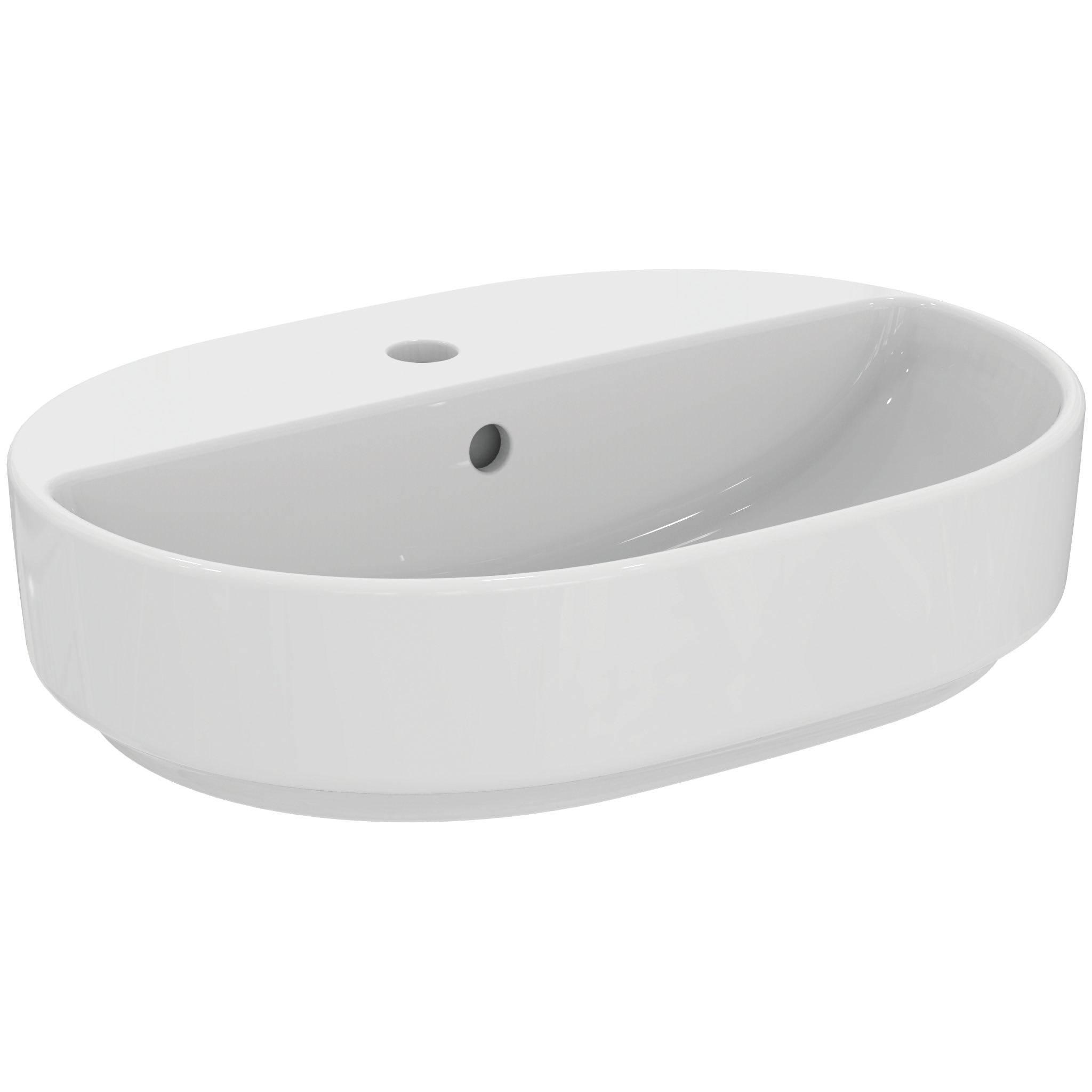 i.life O 55cm oval vessel washbasin, 1 taphole with overflow