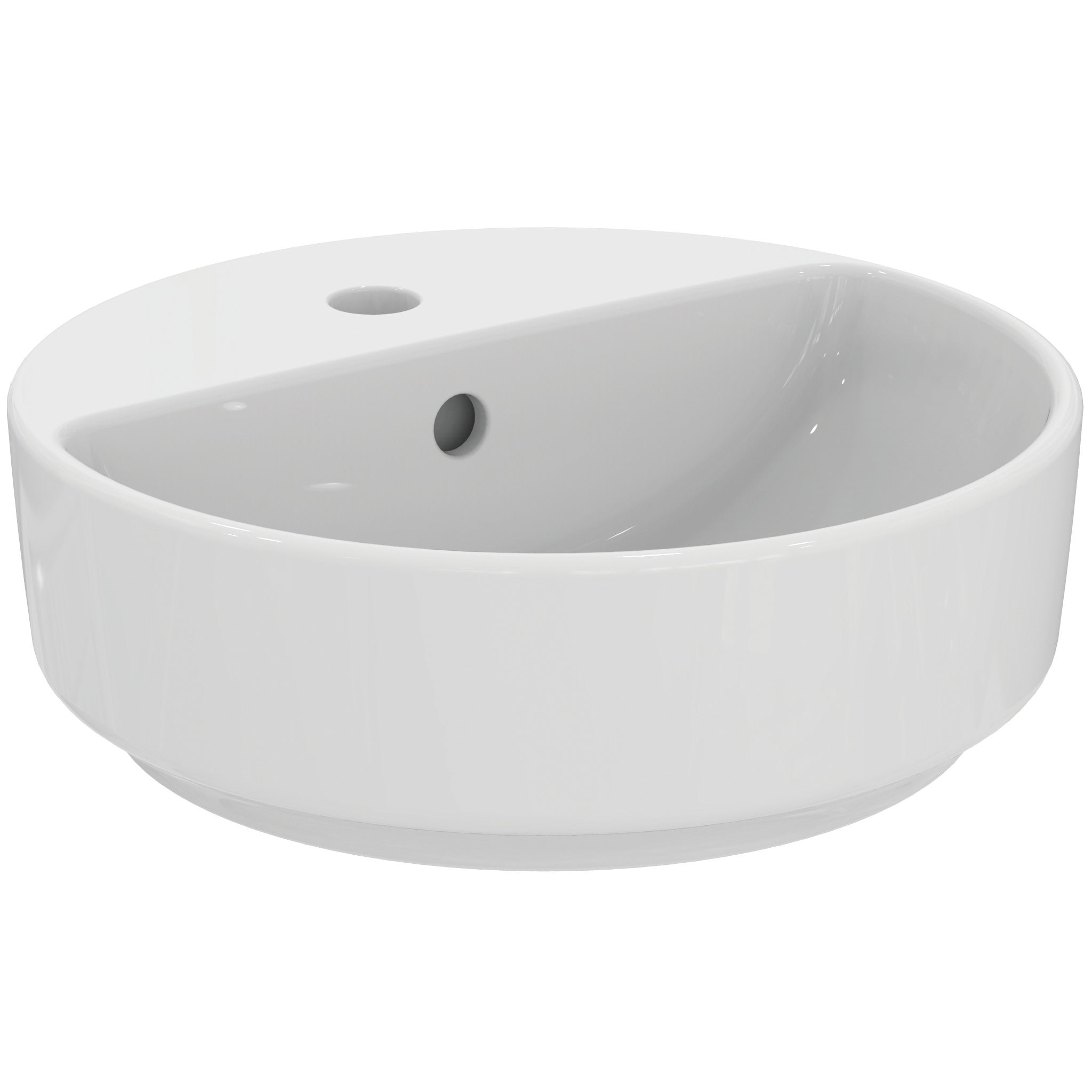 i.life O 40cm round vessel washbasin, 1 taphole with overflow