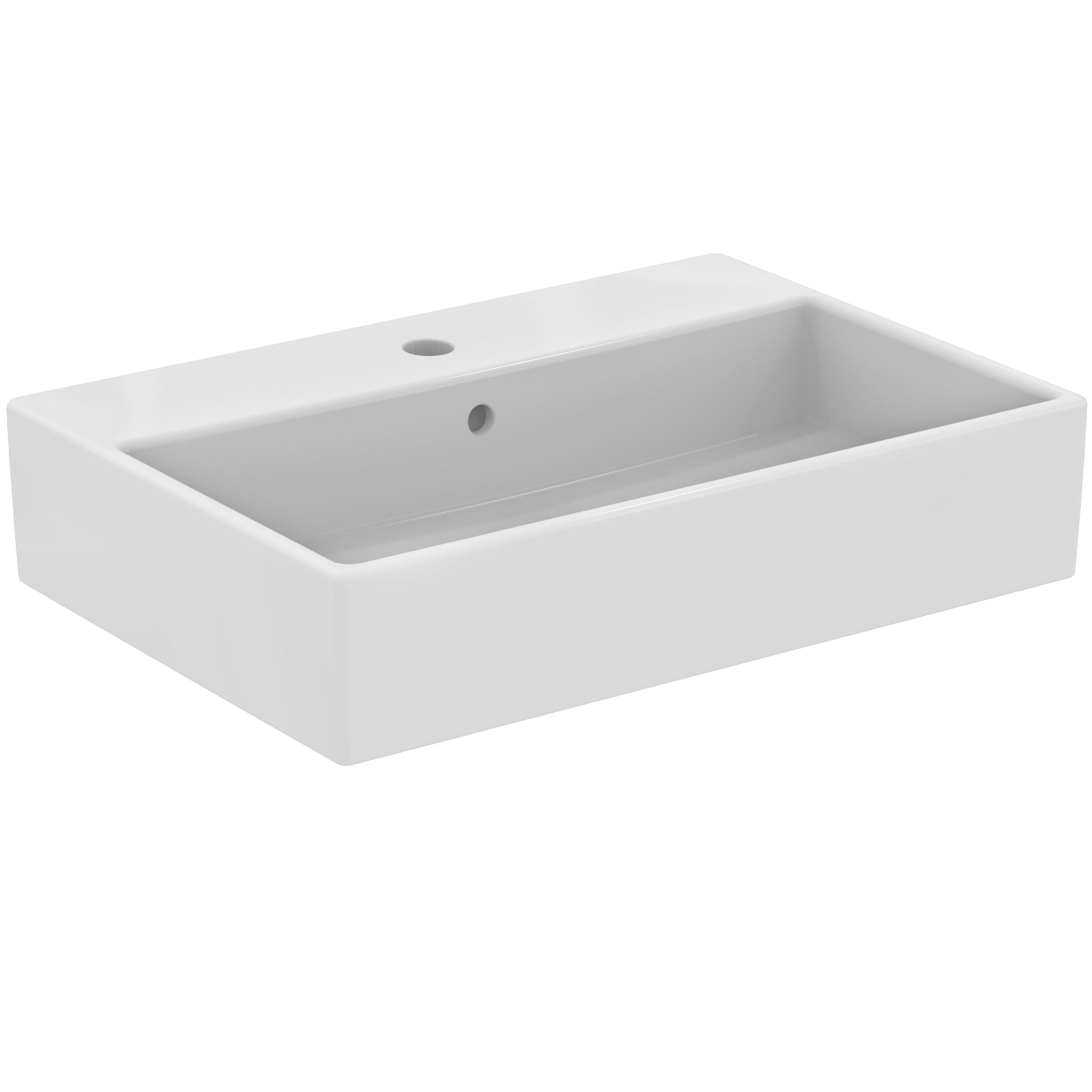 i.life B Quadra 60cm rectangular vessel washbasin, 1 taphole with overflow