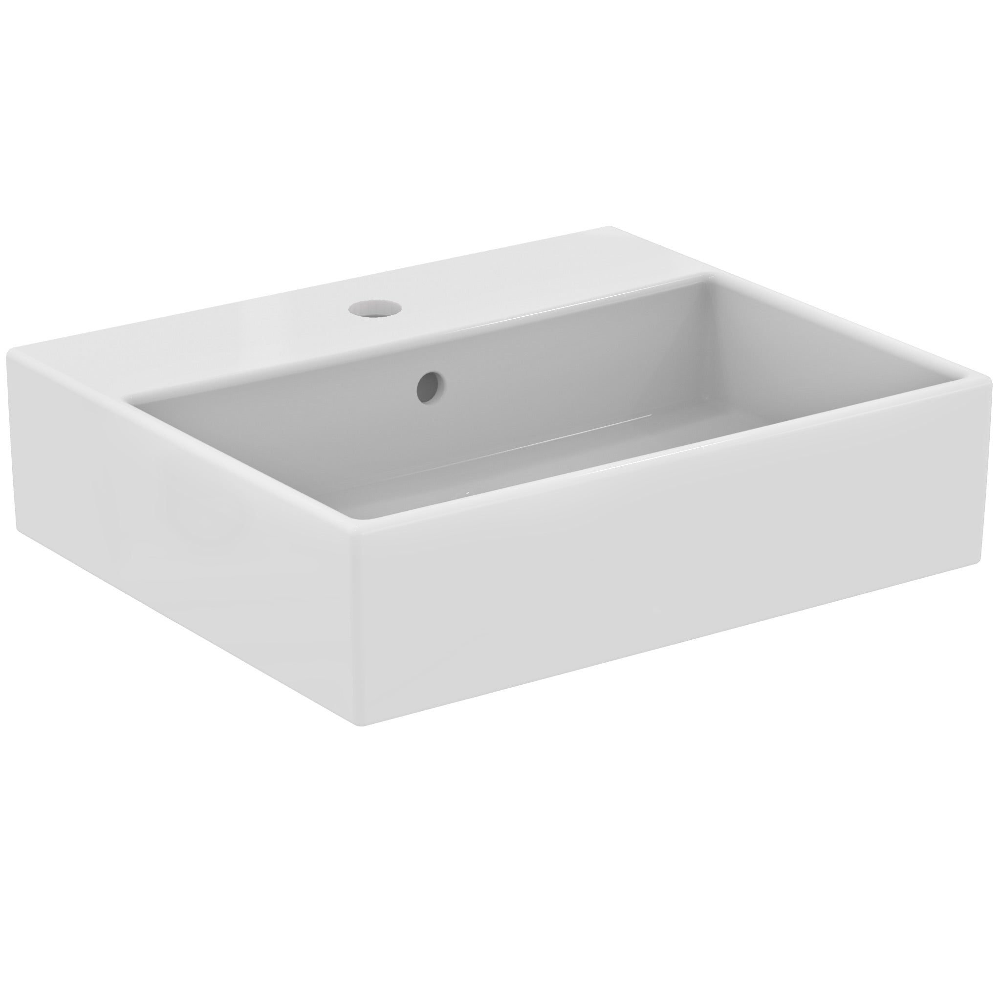 i.life B Quadra 50cm rectangular vessel washbasin, 1 taphole with overflow