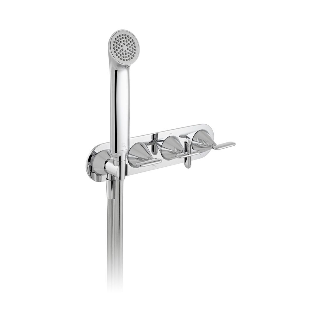 Trim Kit for Tablet Knurled Horizontal 3 Outlet 3 Handle Concealed Thermostatic Valve (TAB-028/3-CONC)