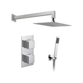 Tablet Notion 2 Handle 2 Outlet Concealed Thermostatic Shower Valve Package - Aquablade Chrome