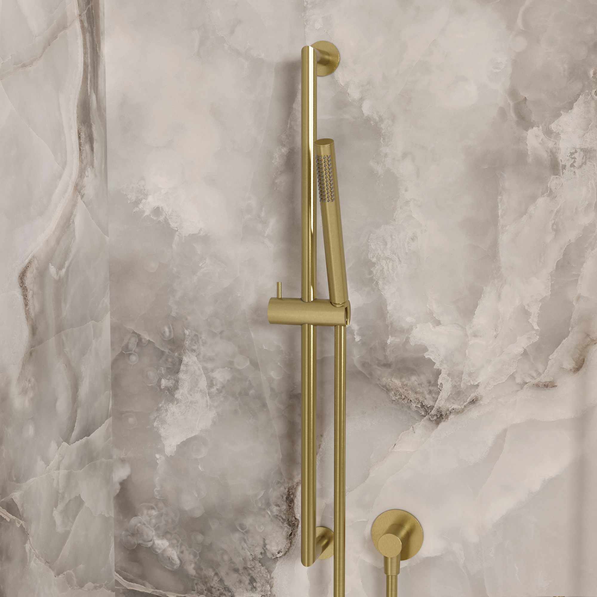 3ONE6 Designer Slide Rail Kit & Wall Outlet Brushed Brass Effect