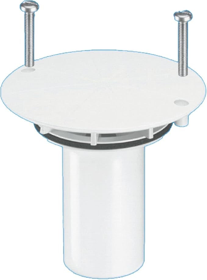 White plastic cover plate and insert tube for gully