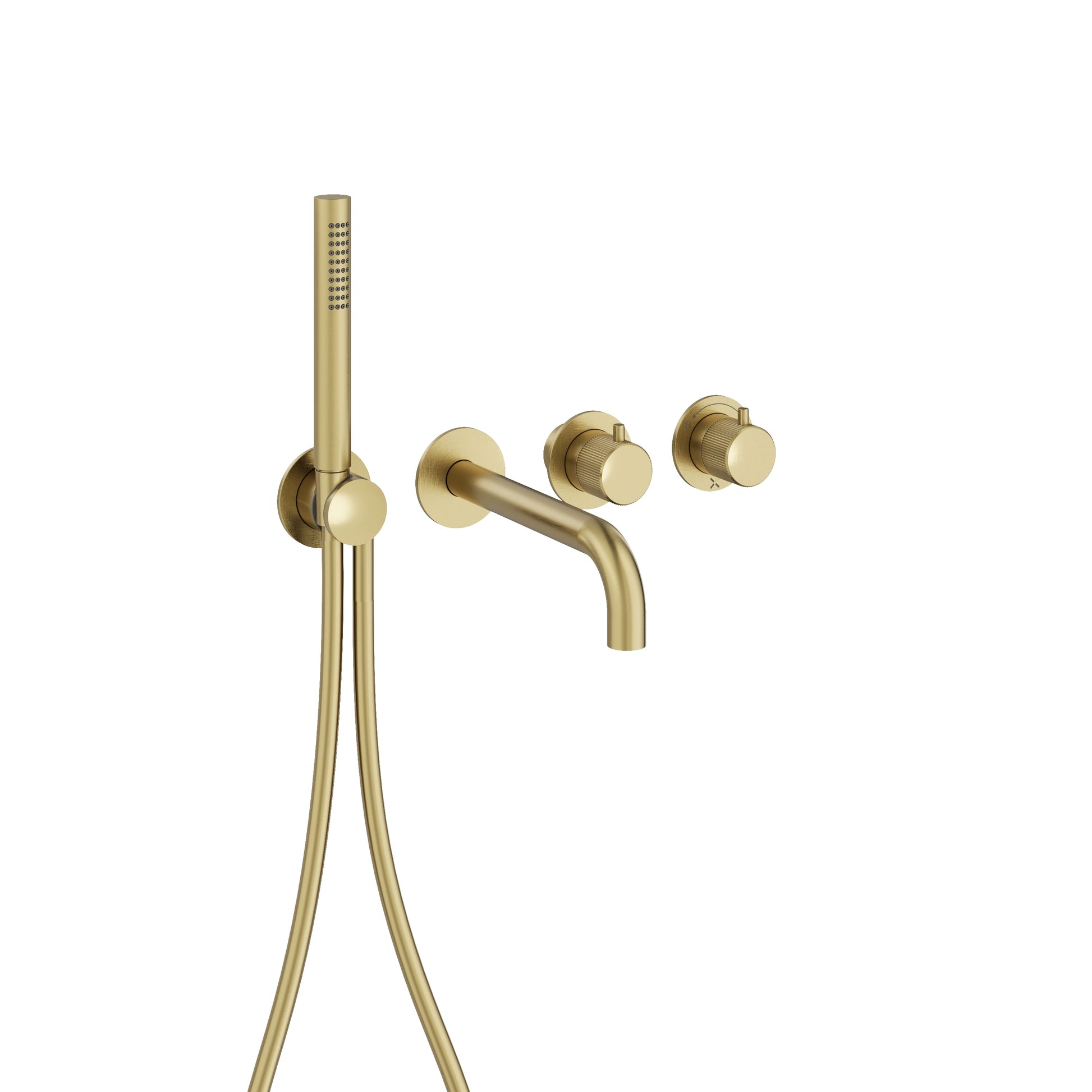 Crosswater Module 3ONE6 2 Outlet Shower Valve & 2 Handle Trimset, Bath Spout & Handset Stainless Effect
