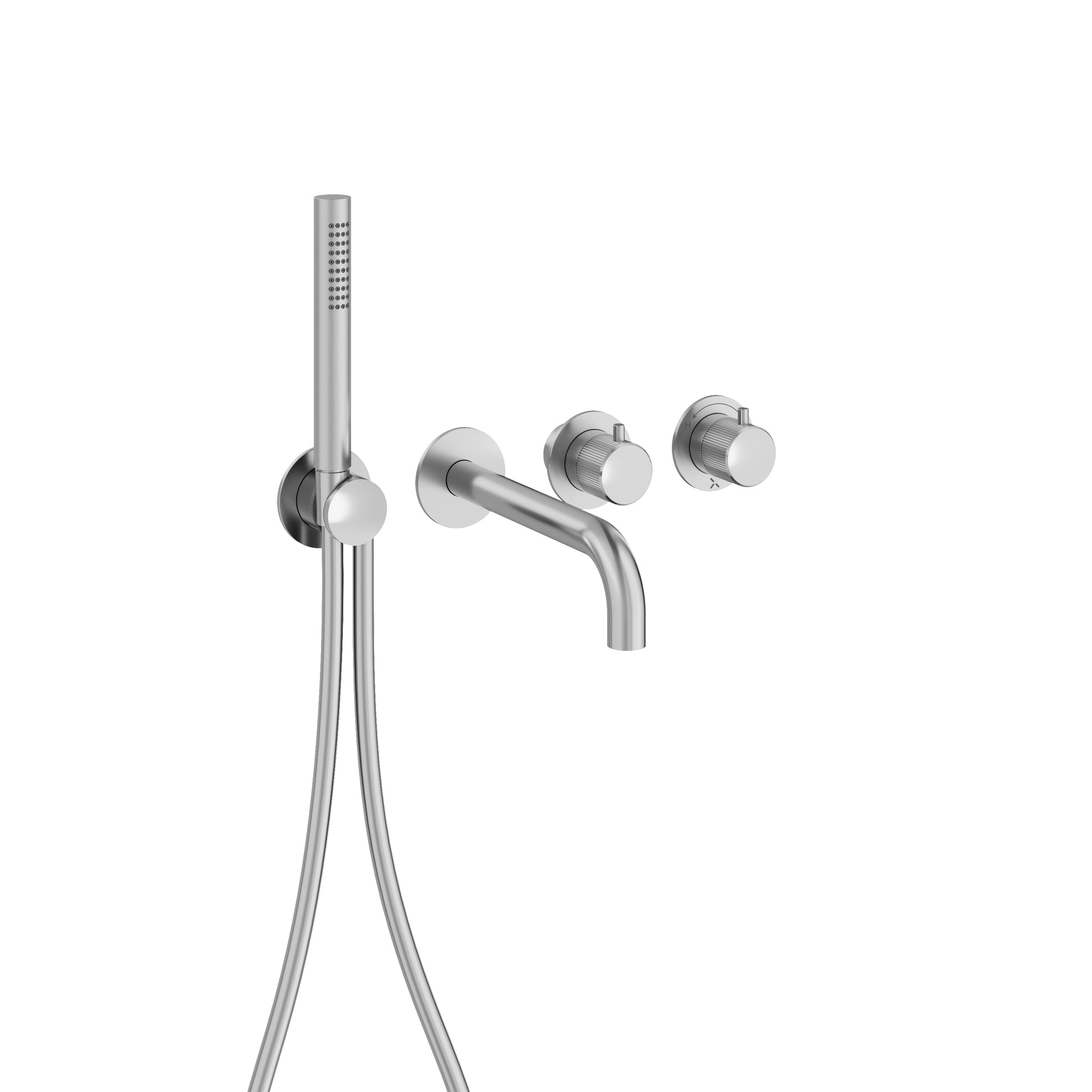 Crosswater Module 3ONE6 2 Outlet Shower Valve & 2 Handle Trimset, Bath Spout & Handset Stainless Steel