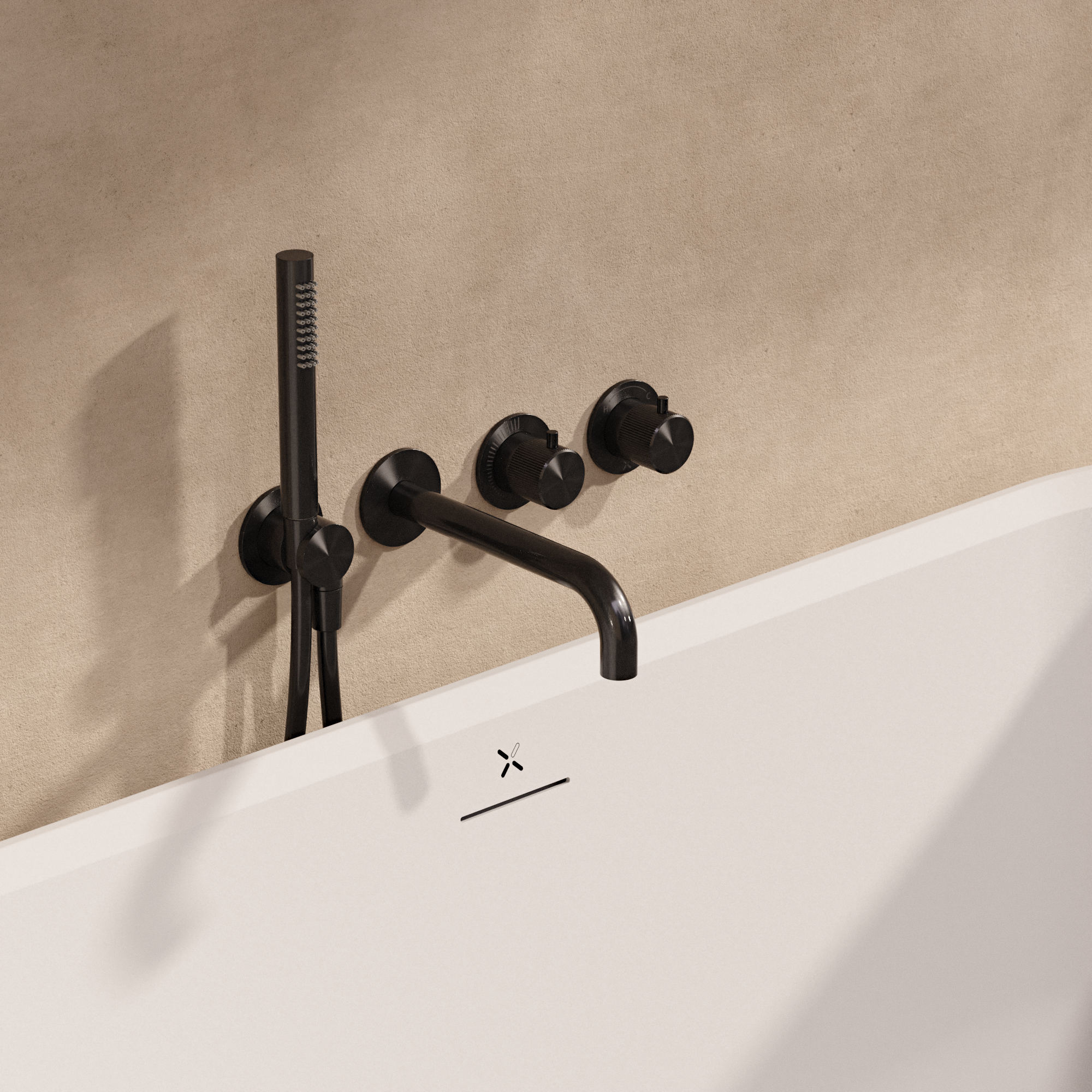 Module 3ONE6 2 Control Trimset With Bath Spout & Handshower Stainless