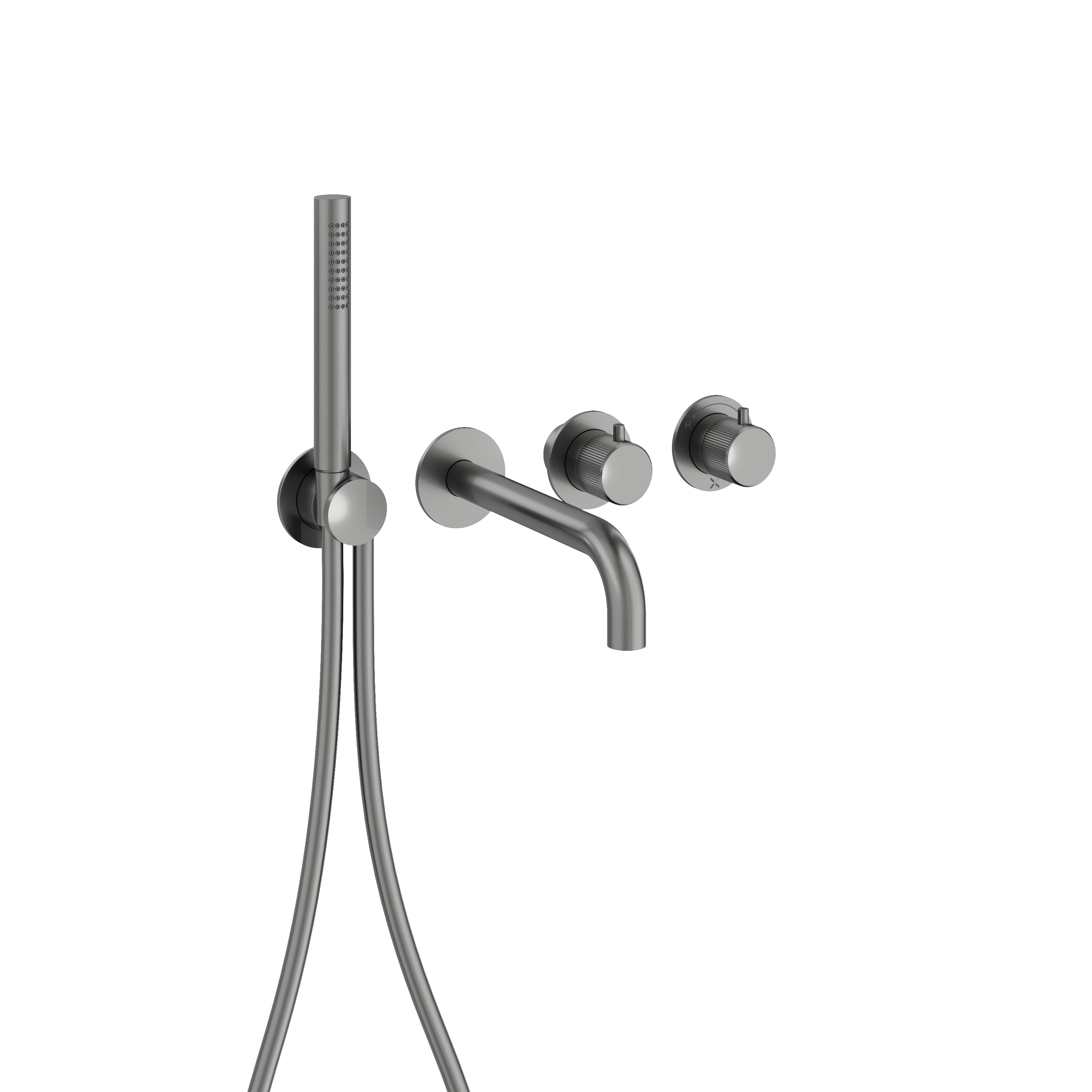 Crosswater Module 3ONE6 2 Outlet Shower Valve & 2 Handle Trimset, Bath Spout & Handset Stainless