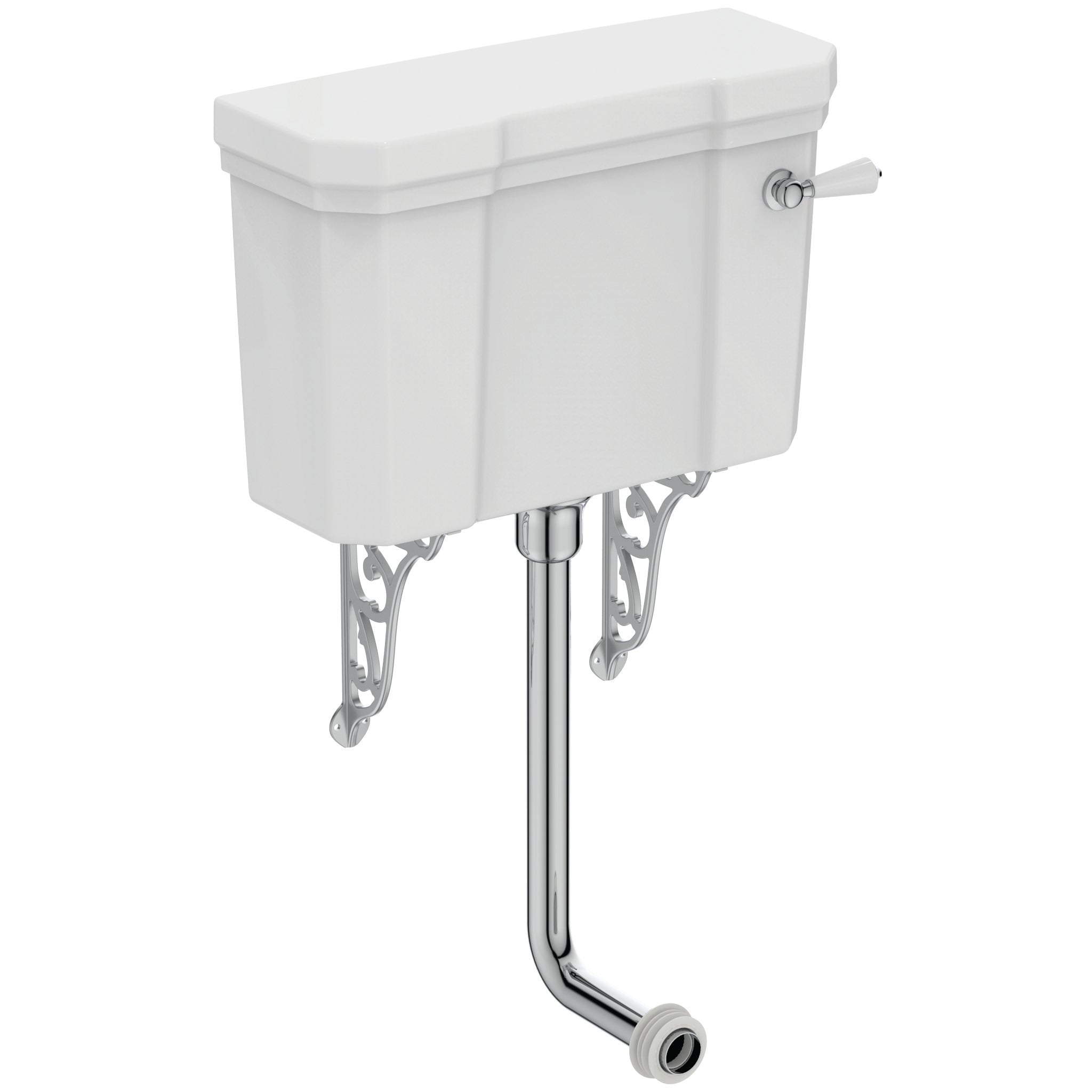 Waverley Low level cistern pack including chrome flushpipe