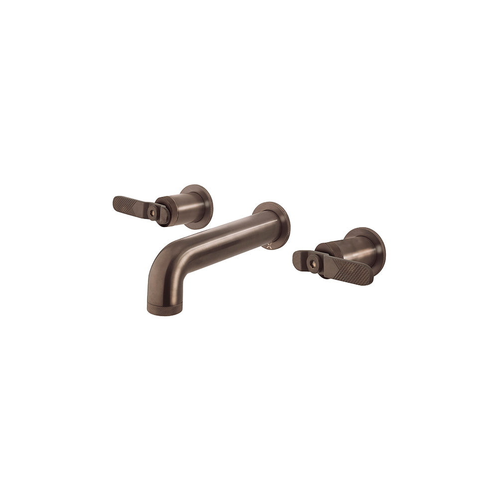 Union Basin 3 Hole Set Wall Mounted Brushed Black Chrome Lever