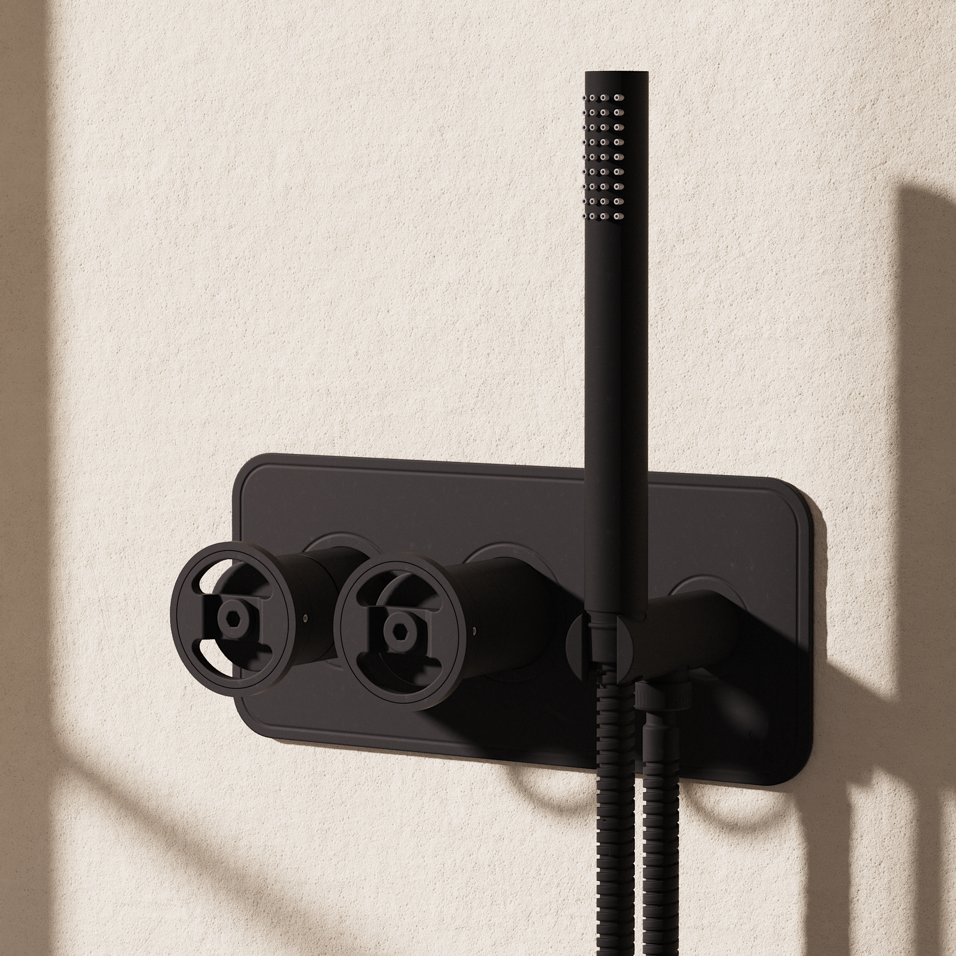 Union 2 Handle Trimset Matt Black with Handset & Hose - must be paired with WLBP1501R+