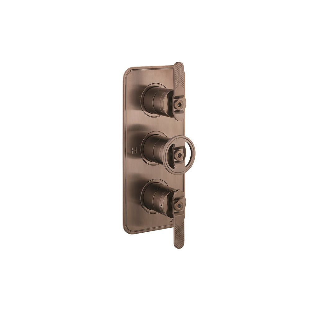 Crosswater UNION 3 Outlet 3 Handle Thermostatic Shower Valve & Trimset Brushed