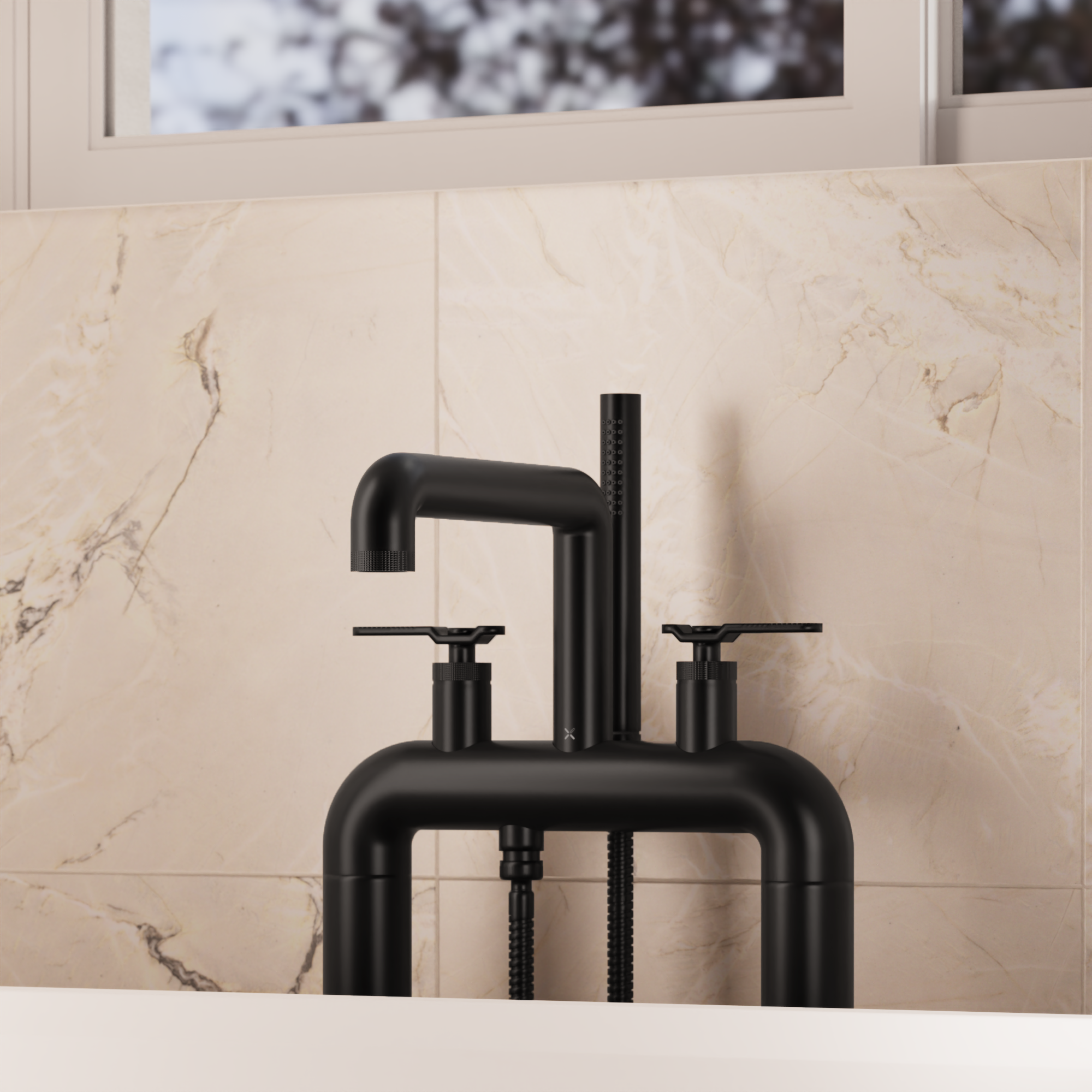 Union Free Standing Bath Shower Mixer Matt Black Lever