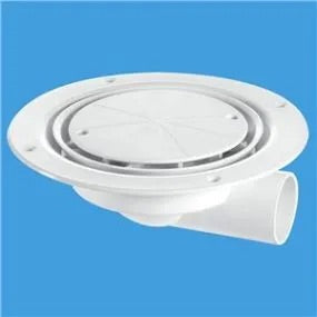 Unntrapped floor gully with a 200 × 200 mm white tile-top cover.