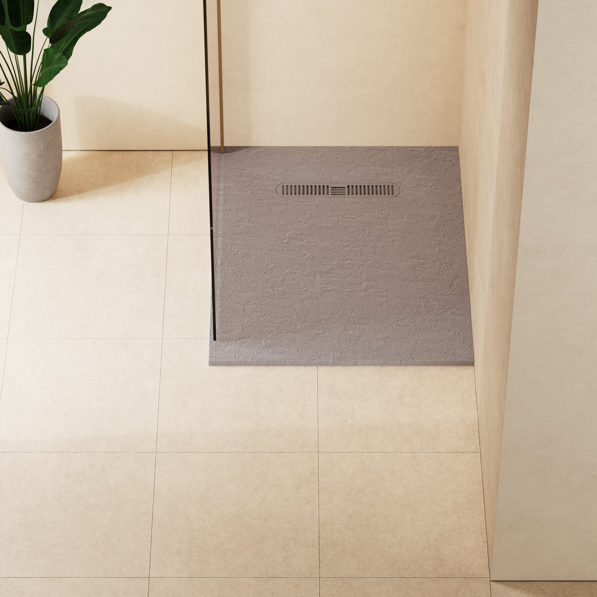 Vito Textured Rectangle Anti Slip Class C Shower Tray Light Grey