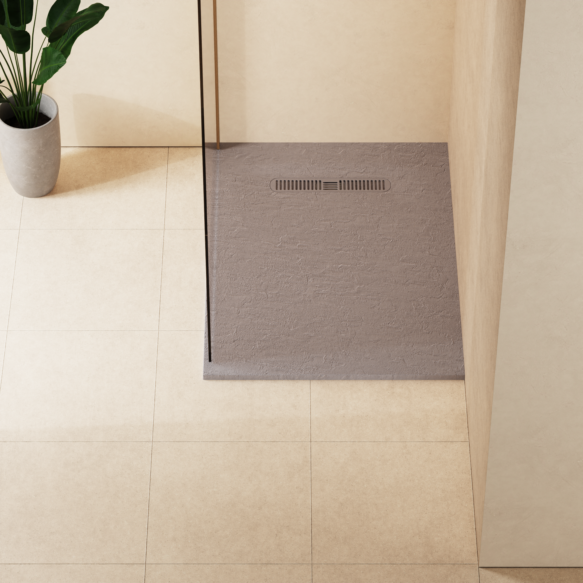 Vito Textured Rectangle Anti Slip Class C Shower Tray Light Grey