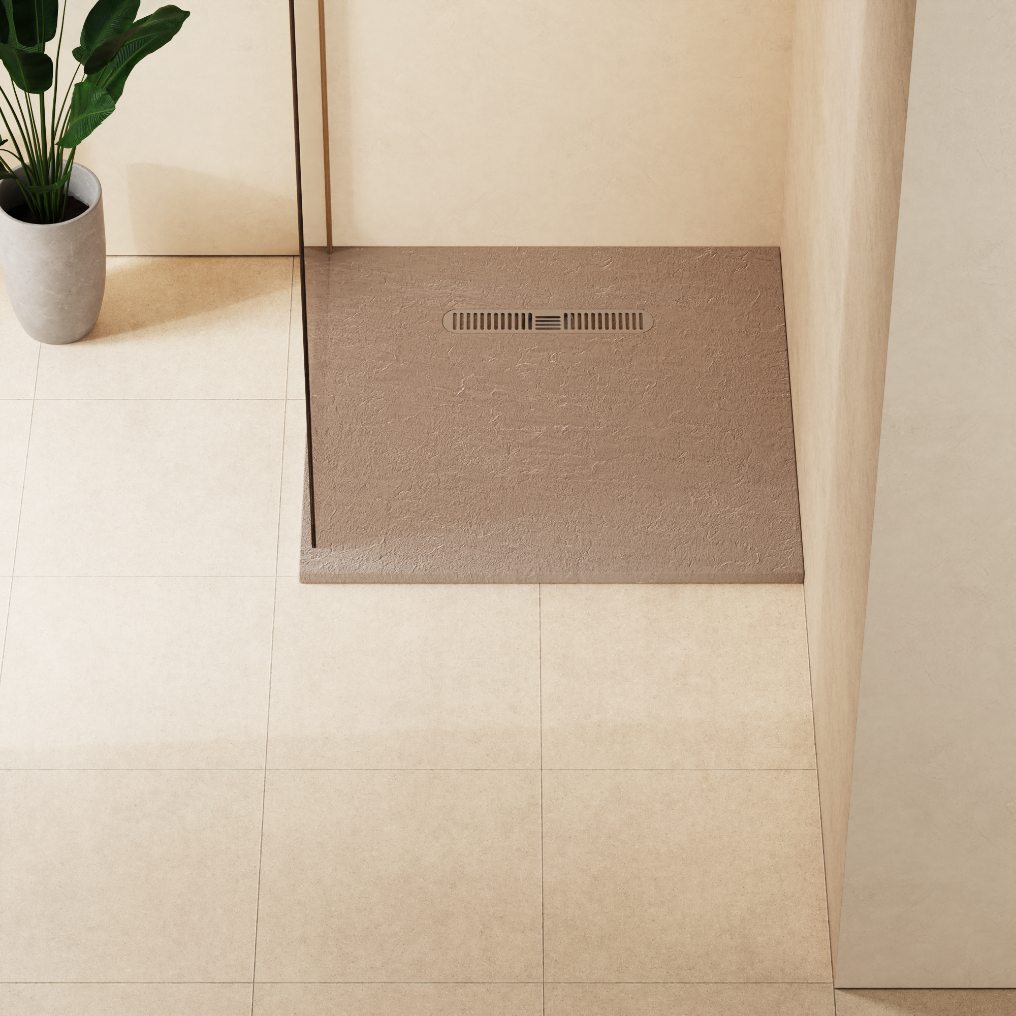 Vito Textured Square Anti Slip Class C Shower Tray Brown