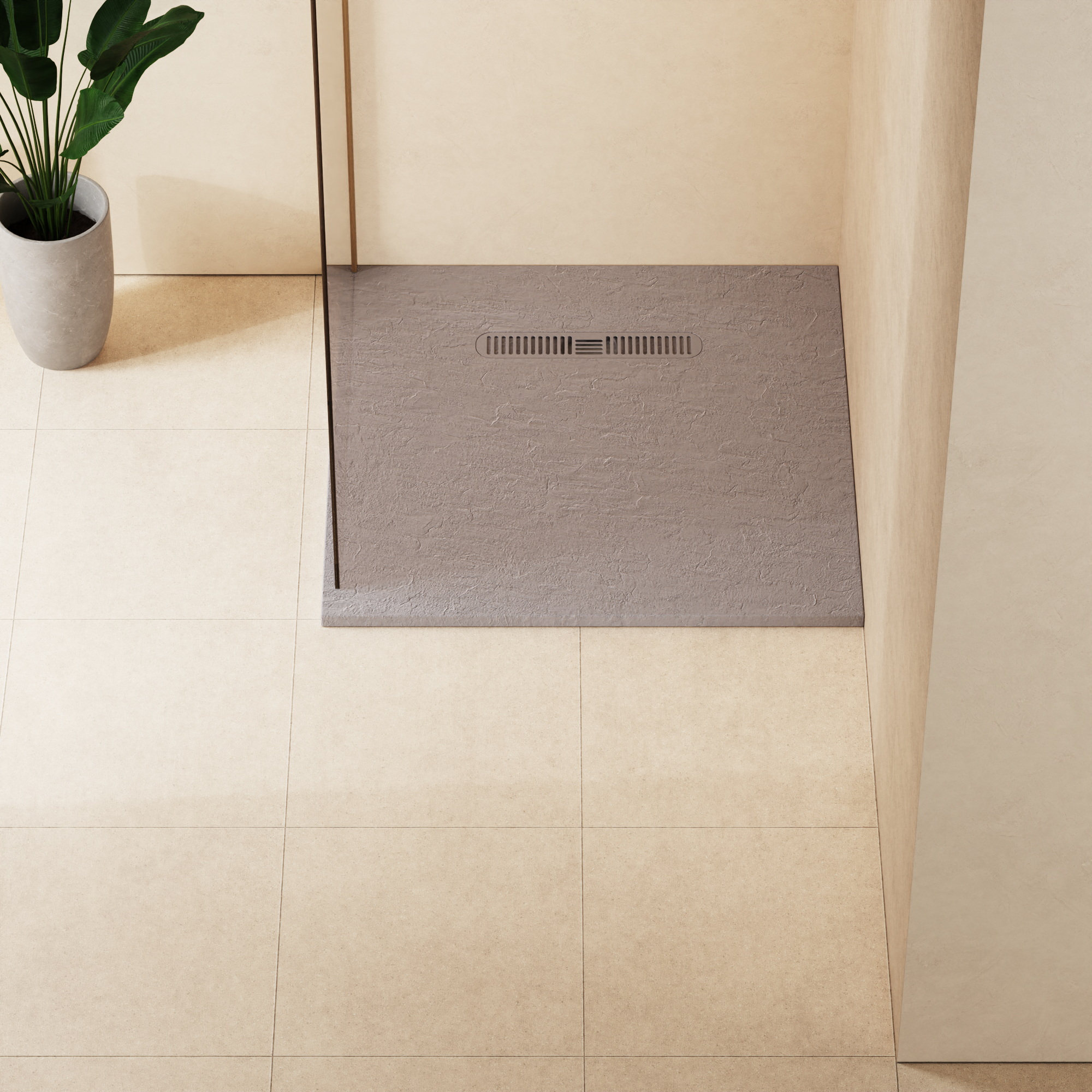 Vito Textured Square Anti Slip Class C Shower Tray Light Grey