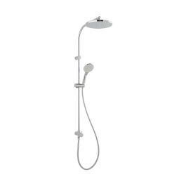 Round Rigid Riser Kit Round with Diverter and integral Outlet for use with Concealed Valves Chrome