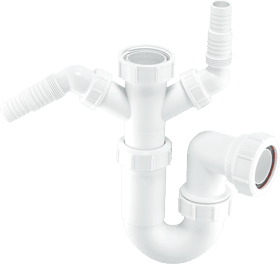 Sink Trap with Twin 135° Domestic Appliance Nozzles