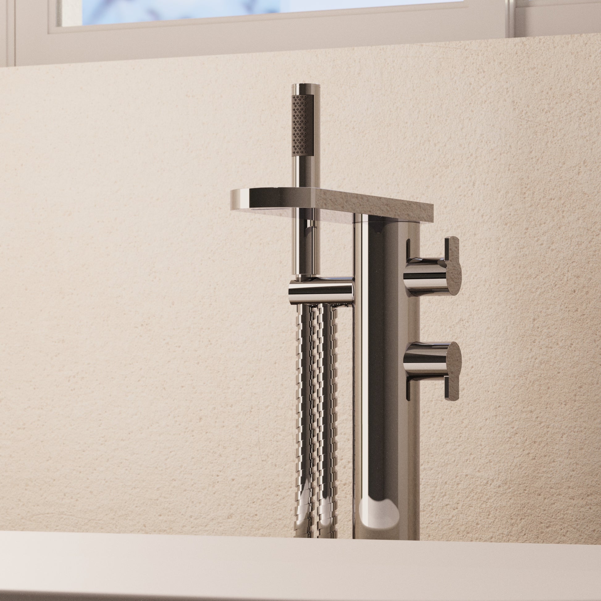 Wisp Thermo Bath Shower Mixer Floor Standing with Kit