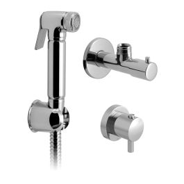 Luxury Shattaf Kit with Concealed Thermostatic Mixing Valve and Angle Valve with 120Cm Hose and Wall Bracket, Wall Mounted Chrome