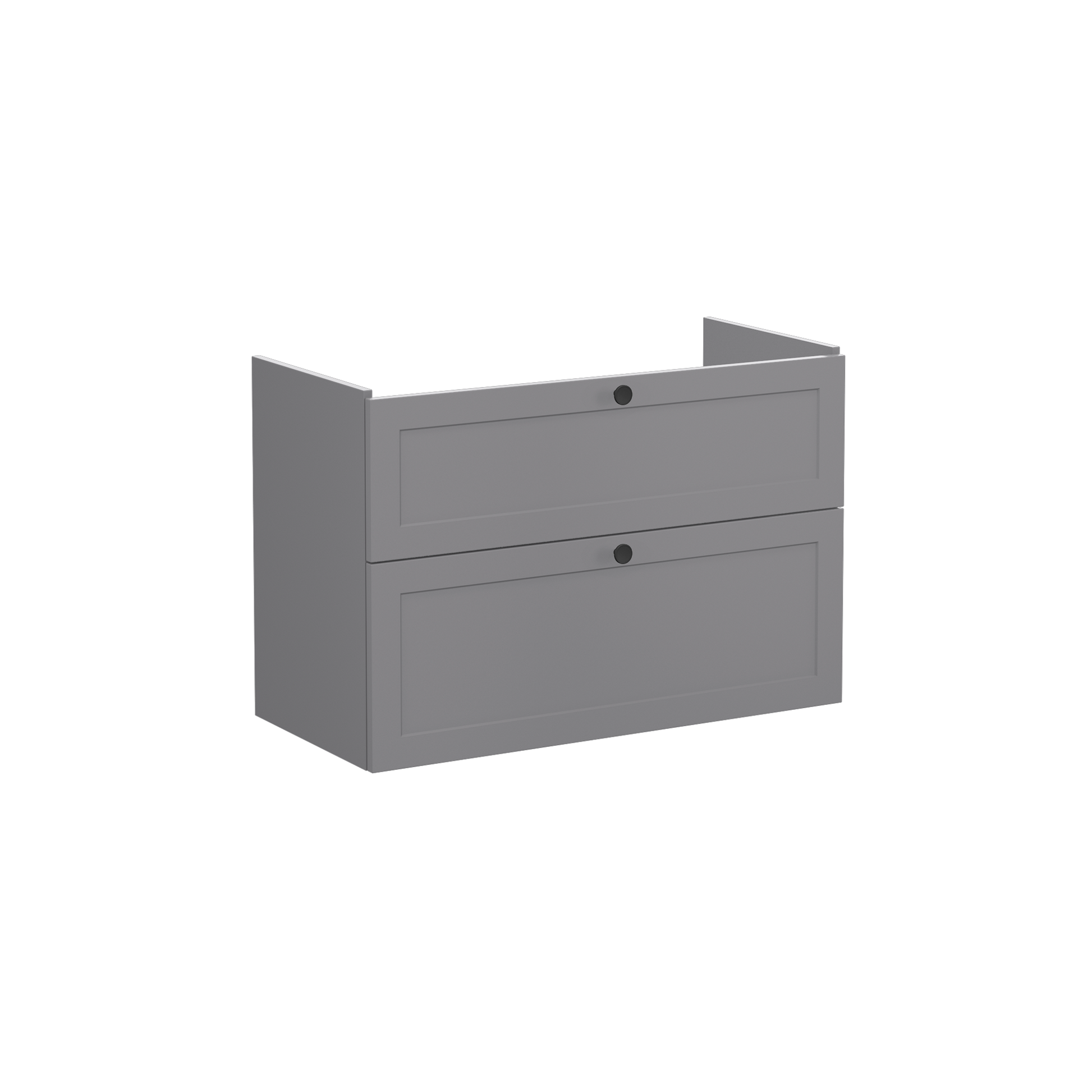 Root Classic Washbasin Unit, with two drawers, Matt Grey, without washbasin