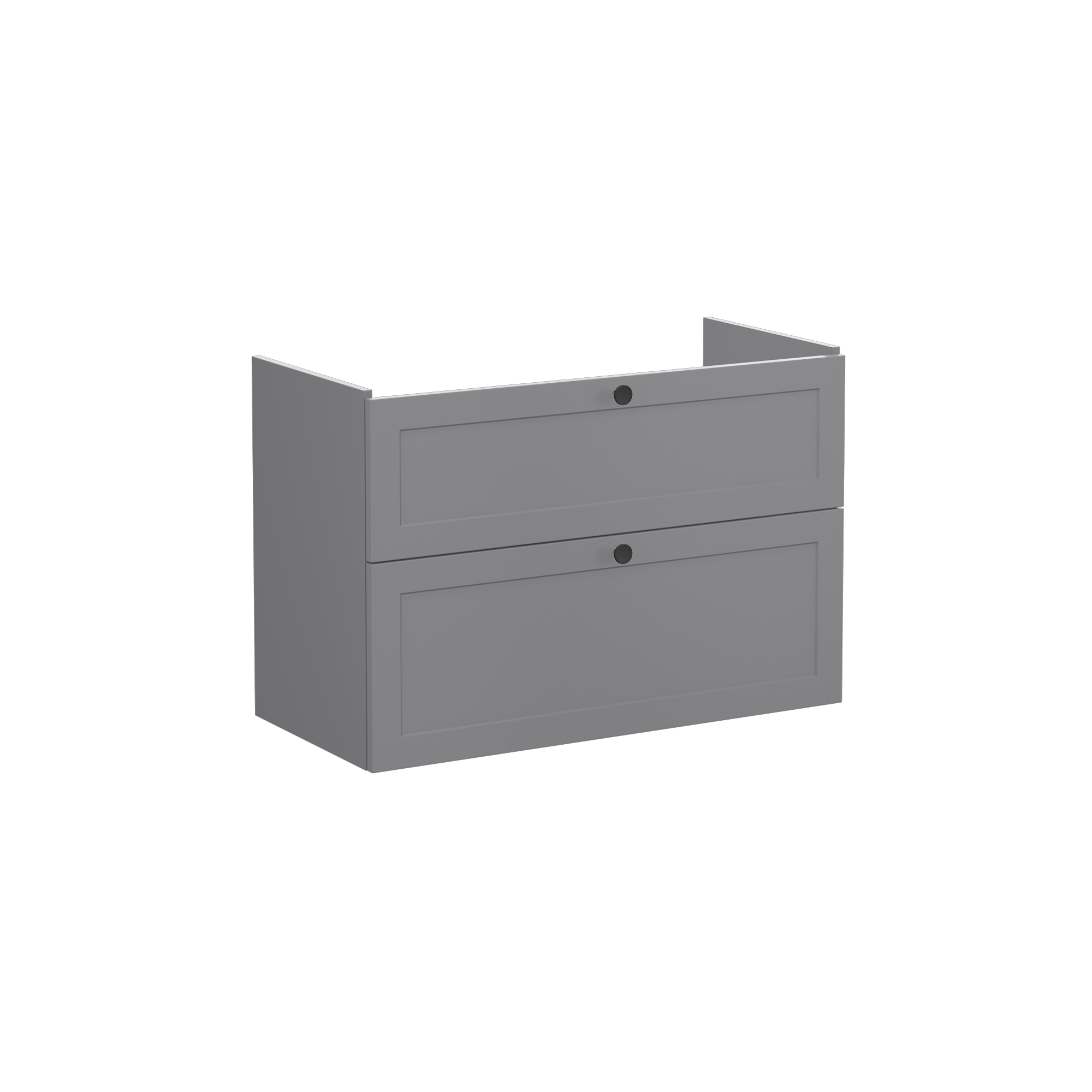 Root Classic Washbasin Unit, with two drawers, Matt Grey, without washbasin