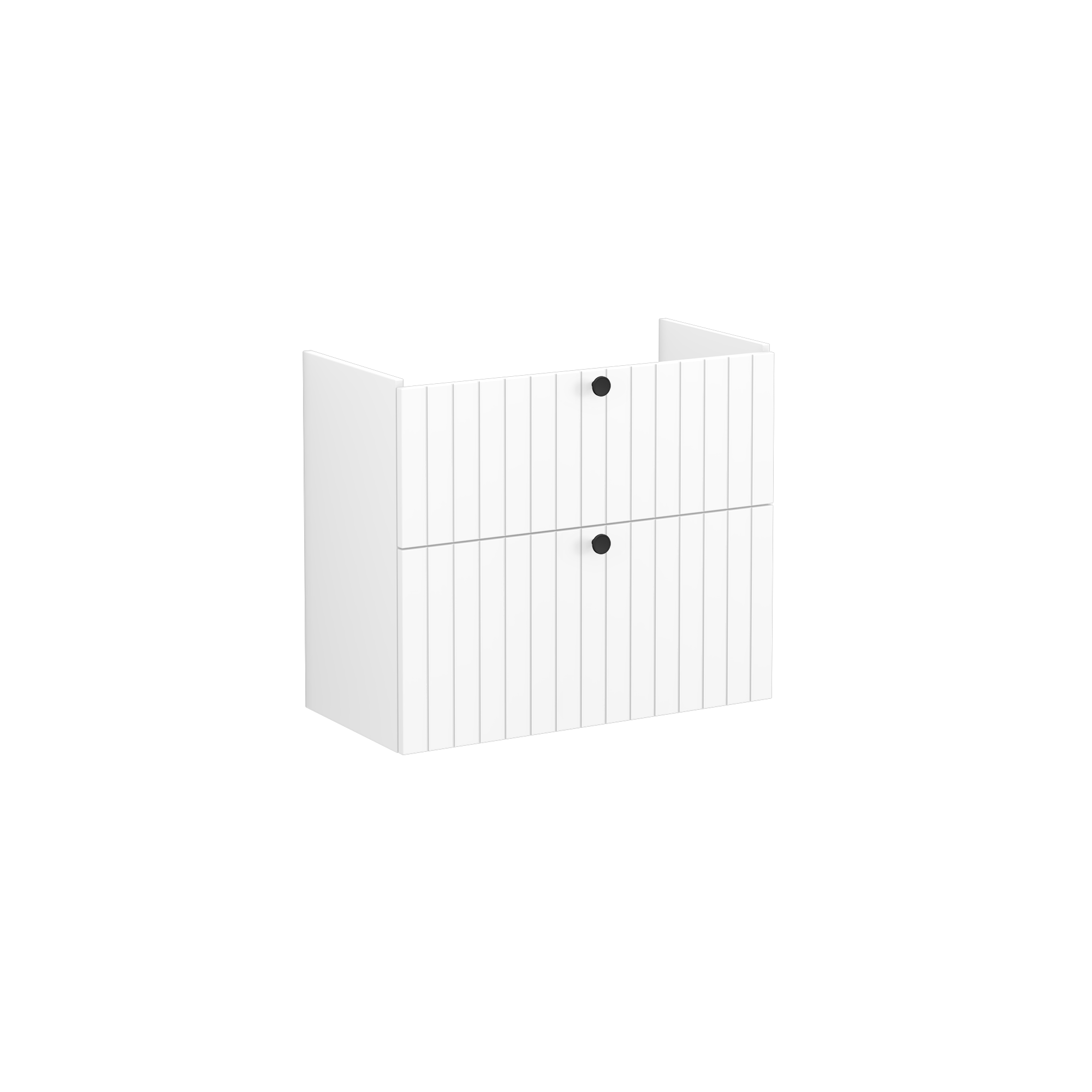 Root Groove Washbasin Unit, with two drawers, compact, Matt White, without washbasin
