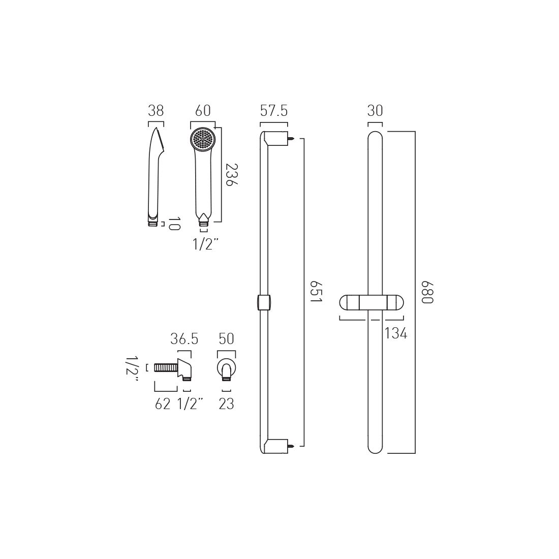 Arrondi Single Function Slide Rail Kit with Wall Outlet