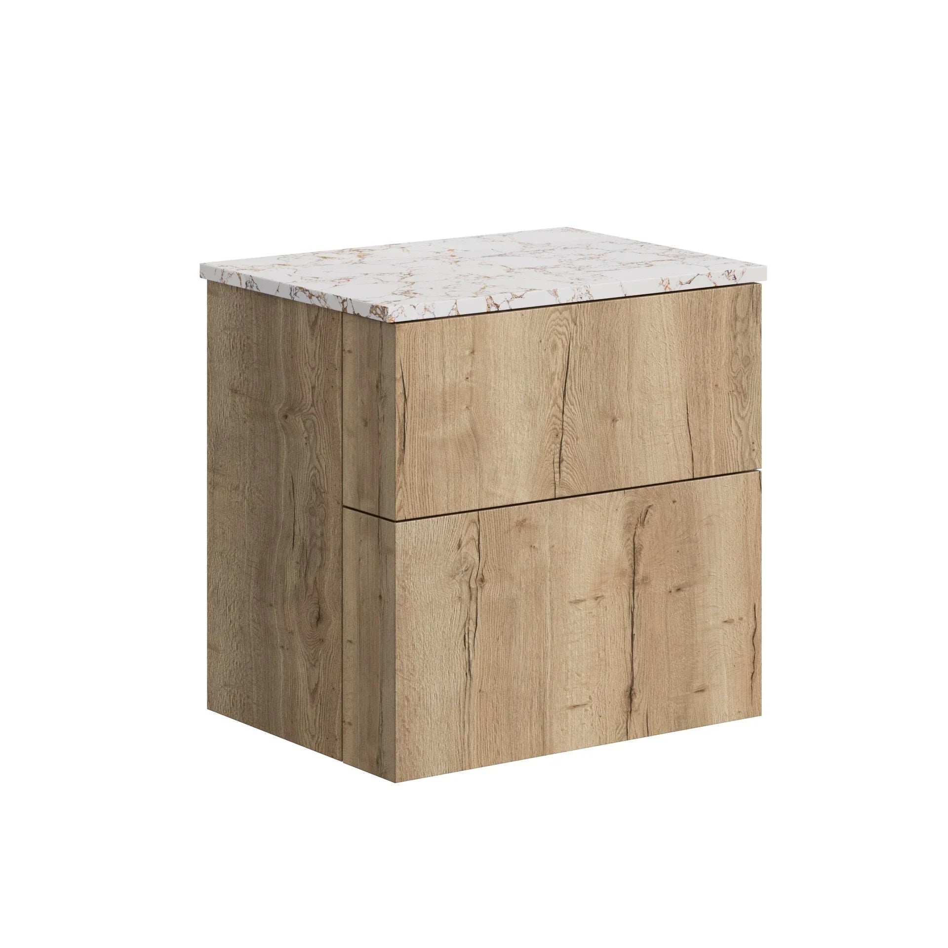 Crosswater Avenue 600mm Two Drawer Vanity Windsor Oak with Vein Worktop
