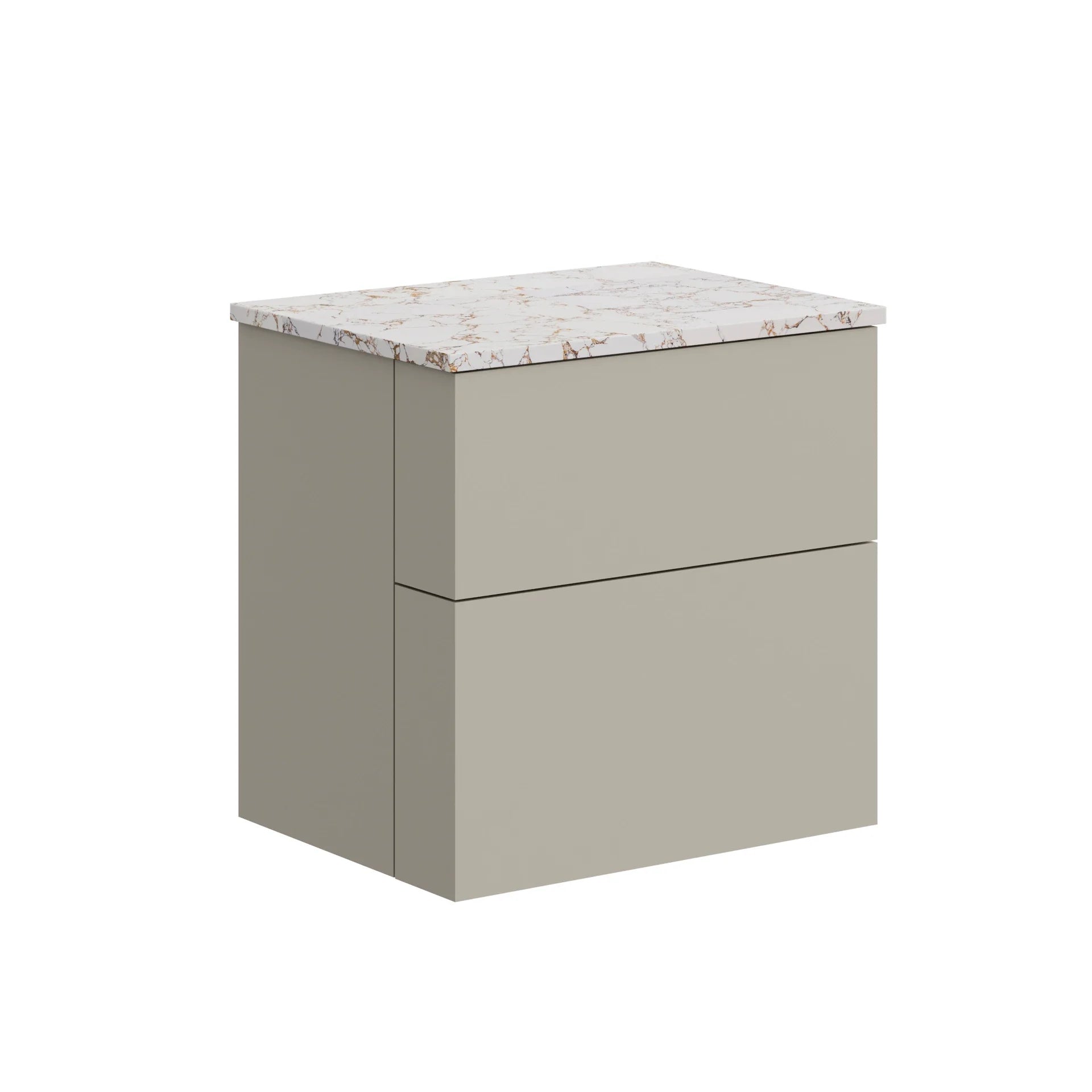 Crosswater Avenue 600mm Two Drawer Vanity Warm Stone with Vein Worktop